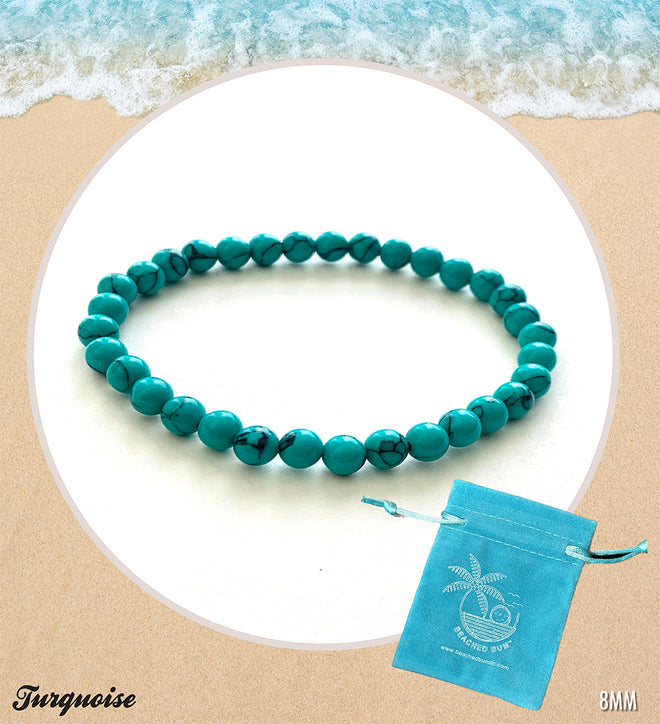 Green Turquoise Gemstone Beaded Bracelet - 8MM