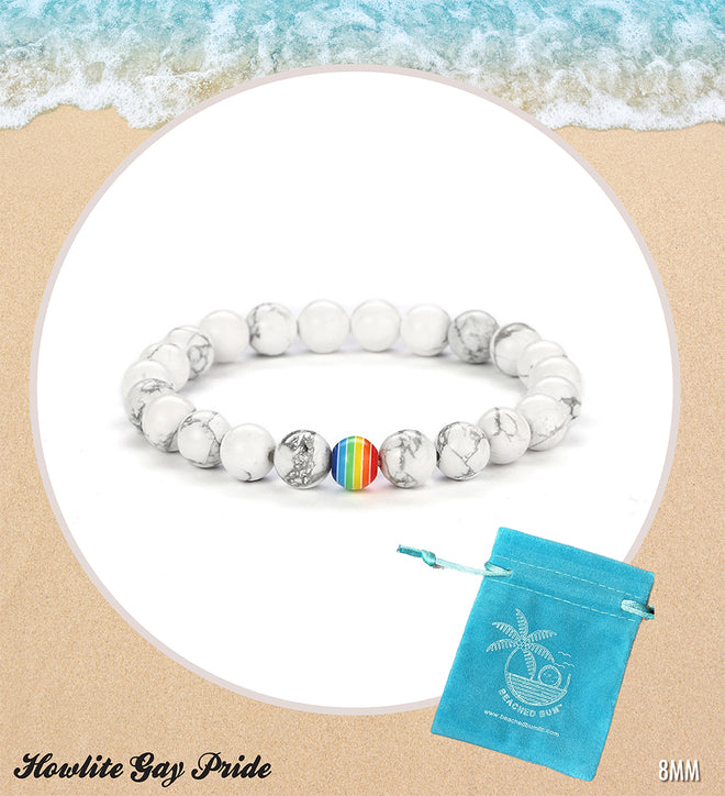 Howlite Gay Pride Beaded Bracelet - 8MM