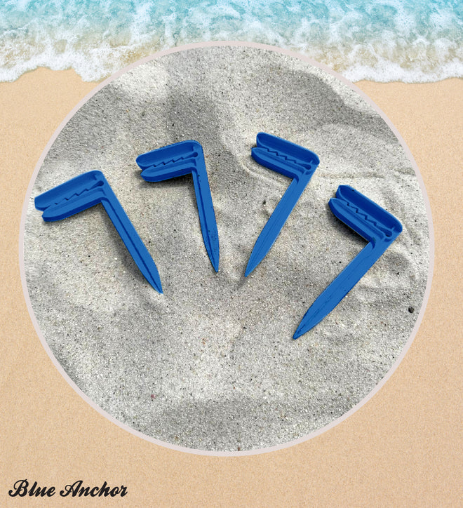 Secure Towel in Sand - Blue Anchors
