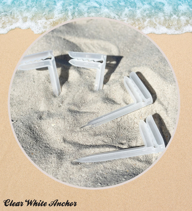 Secure Towel in Sand - Clear White Anchors