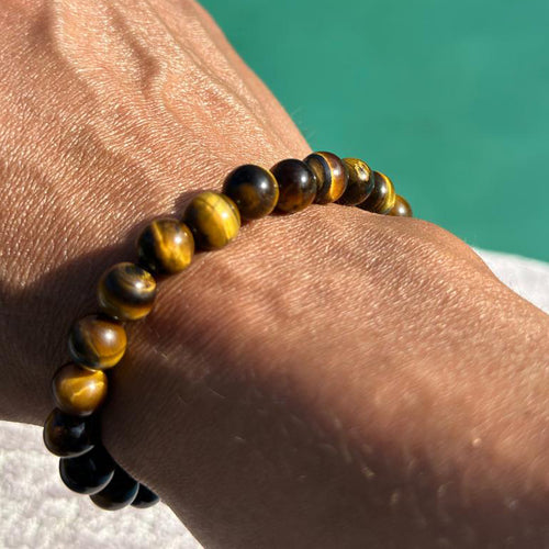 Tigers's Eye Natural Gemstone Beaded Bracelet - 8MM