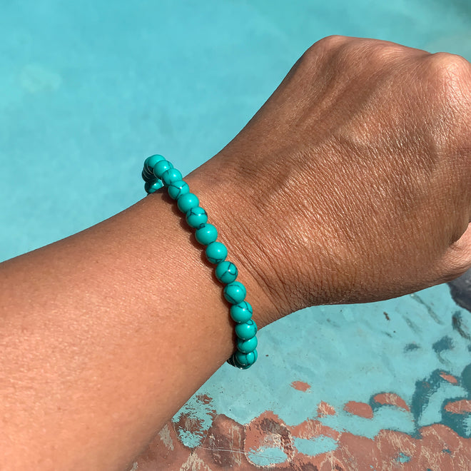 Green Turquoise Gemstone Beaded Bracelet - 8MM