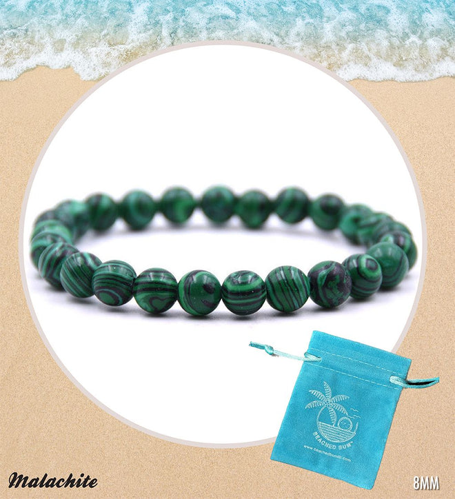 Malachite Gemstone Beaded Bracelet - 8MM