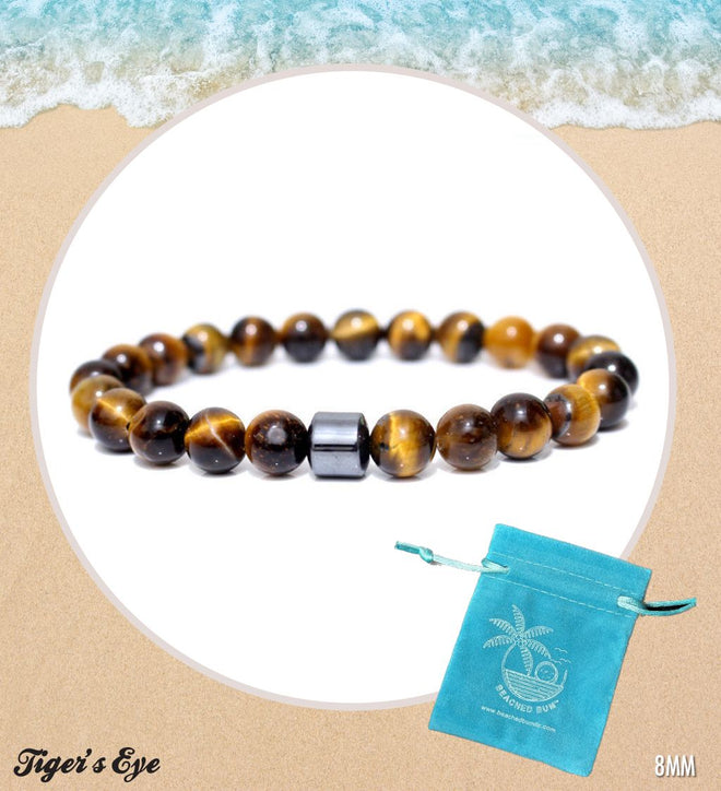 Tigers's Eye Natural Gemstone Beaded Bracelet - 8MM