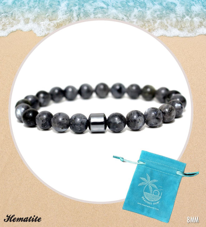 Hematite Natural Gemstone Beaded Bracelet - 8MM