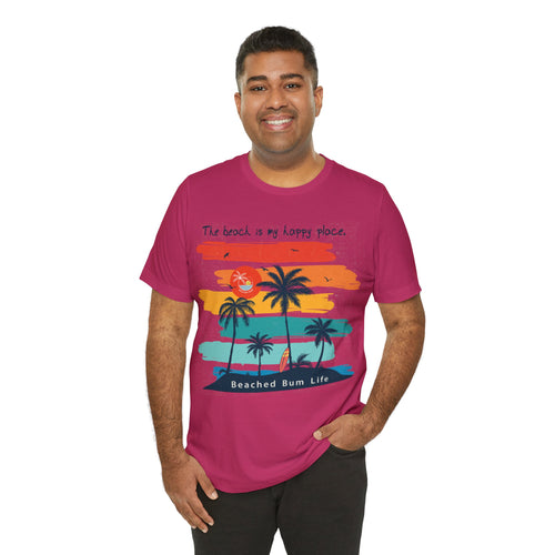 THE BEACH IS MY HAPPY PLACE - Unisex Jersey Short Sleeve Tee