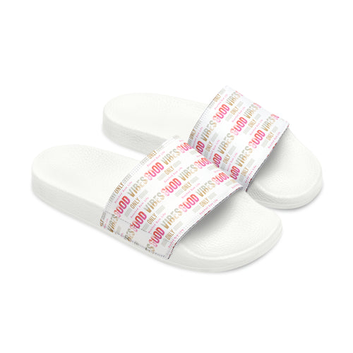 Women's - GOOD VIBES PATTERN - PU Slide Sandals - C