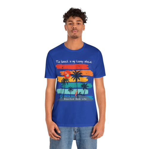 THE BEACH IS MY HAPPY PLACE - Unisex Jersey Short Sleeve Tee