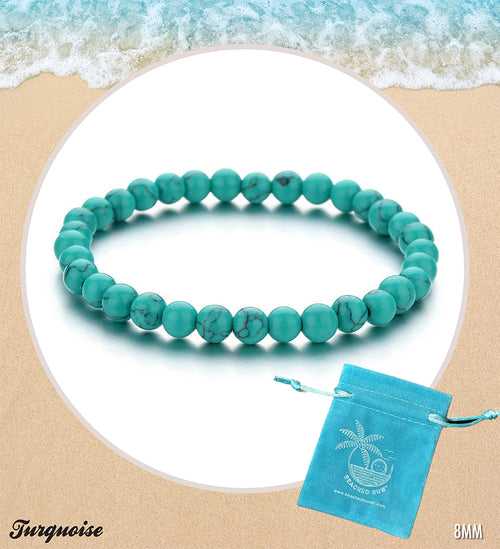 Blue Turquoise Gemstone Beaded Bracelet - 8MM