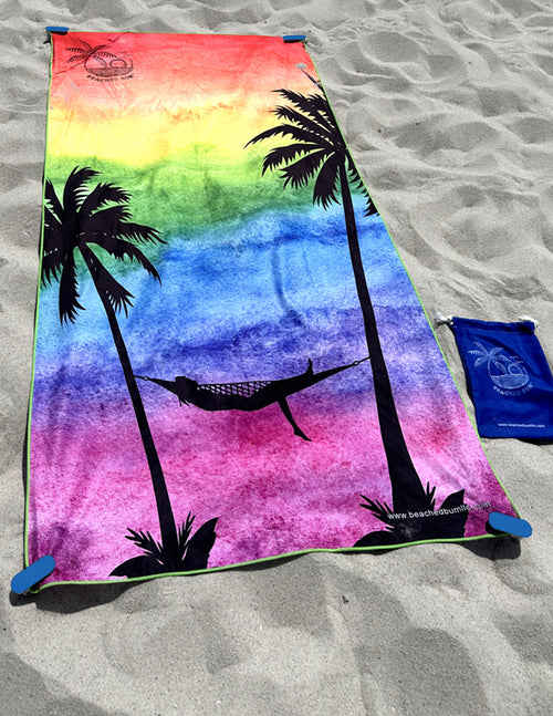 Secure Towel in Sand - Blue Anchors