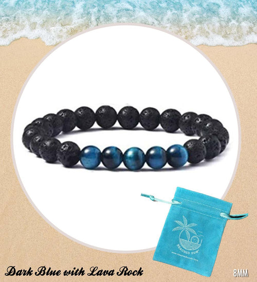 Dark Blue Bracelet With Lava Rock