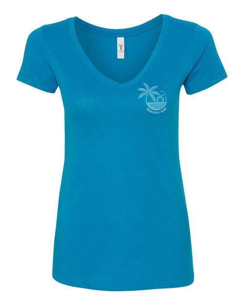 Turquoise Women's V Neck  T-Shirt