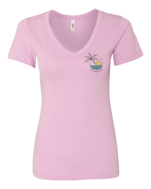 Women's V Neck Lilac Pink T-Shirt